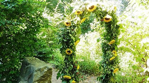 Tor mit Sonnenblumen beim FSJ in Siegen