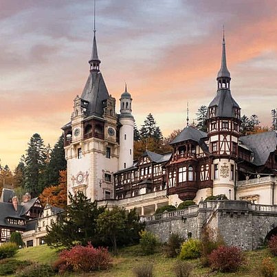 Burg und Sonnenuntergang beim FSJ Rumänien