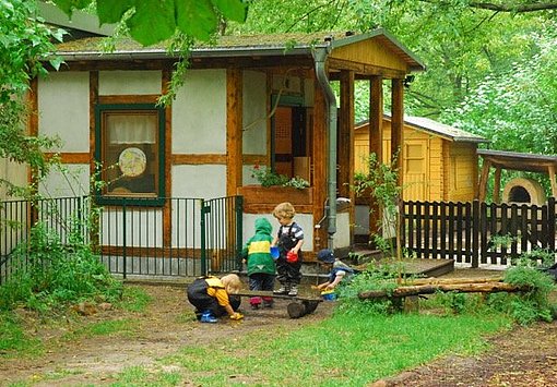 Hütte im Wald beim FSJ in Sachsen-Anhalt.