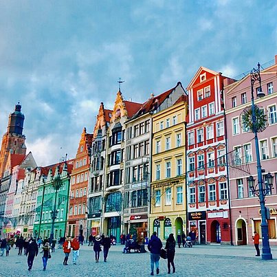 Bunte Häuser beim FSJ in Wroclaw Polen.