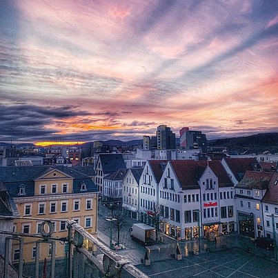 Sonnenuntergang über der Stadt beim FSJ in Göppingen