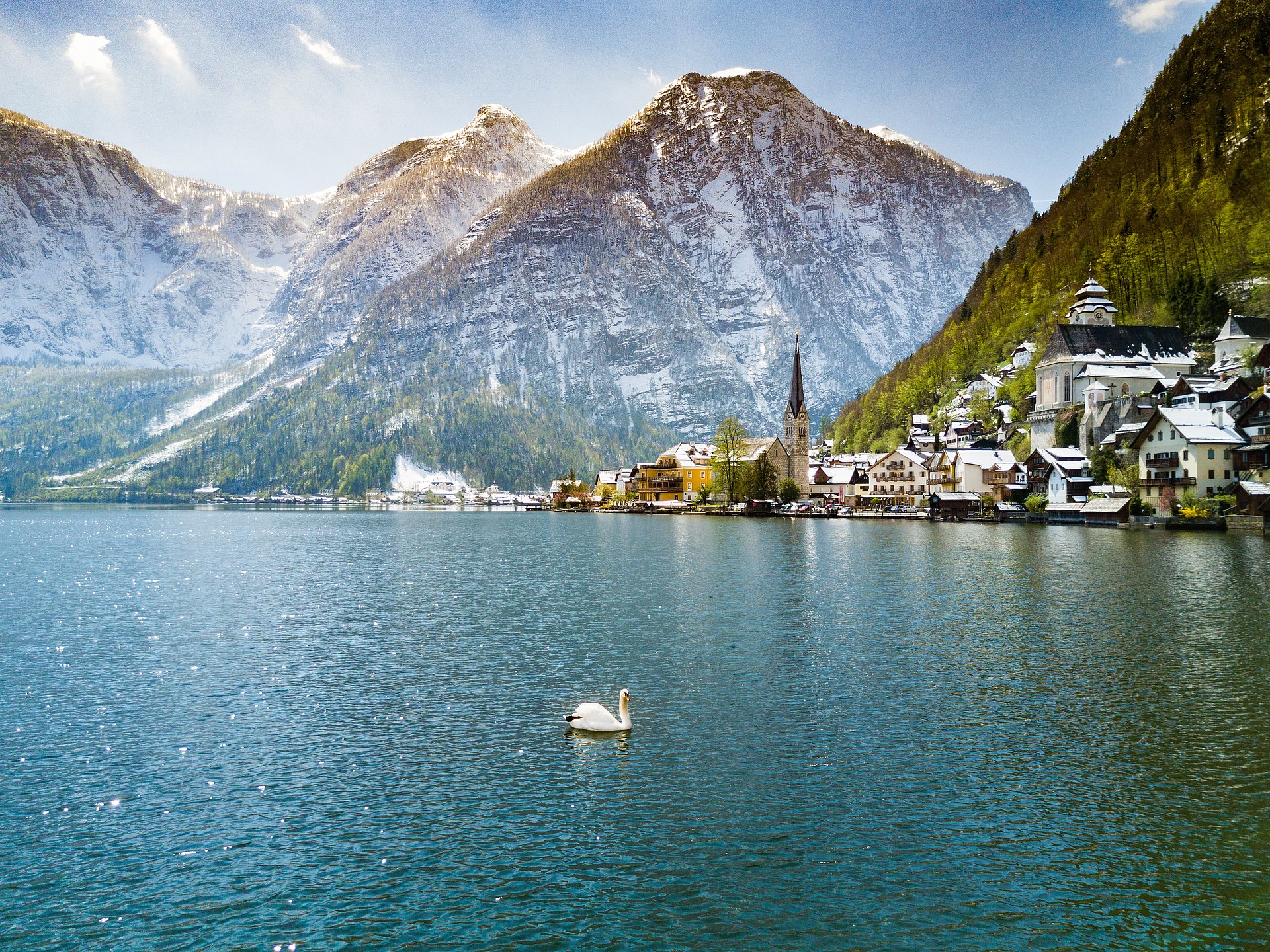 See, kleines Dorf und Berge beim FSJ in Österreich.