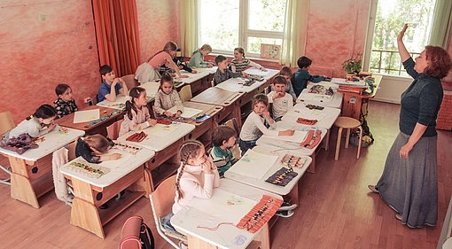 Unterricht beim FSJ an einer Schule in Russland