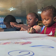 Emergency Pedagogy Kenya Three kids painting